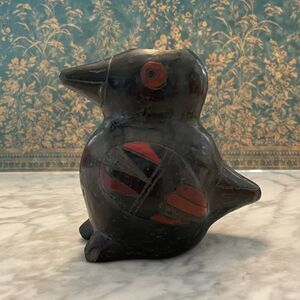 Vintage Oaxaca Negro Mexican Pottery Bird Vase